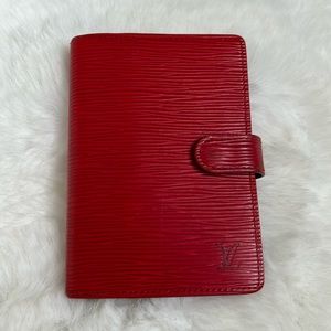 Louis Vuitton Red Epi Leather PM Agenda wallet